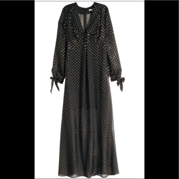 🆕 Silk Chiffon Black Maxi Dress by H&M Size 8 - Picture 3 of 8